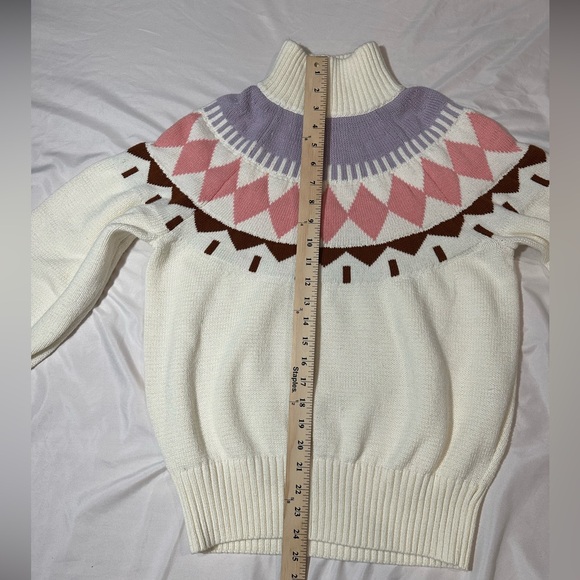 Free Assembly Cream Sweater with Pink and Purple Patterns- Cotton & Wool - Picture 7 of 14